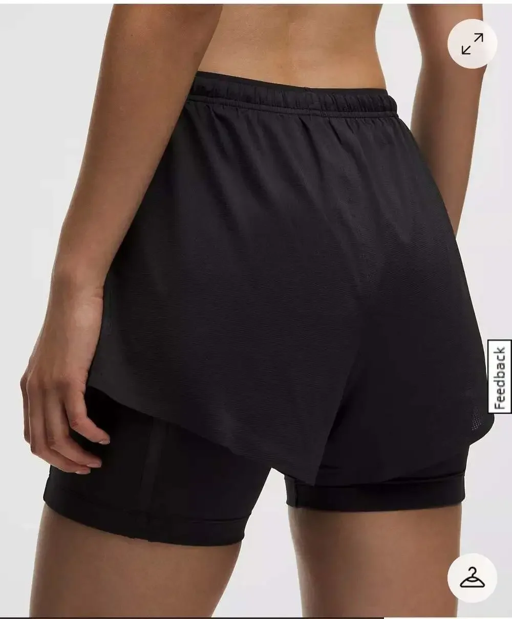 Lululemon 2-in-1 Running High-Rise Short Black sz LARGE